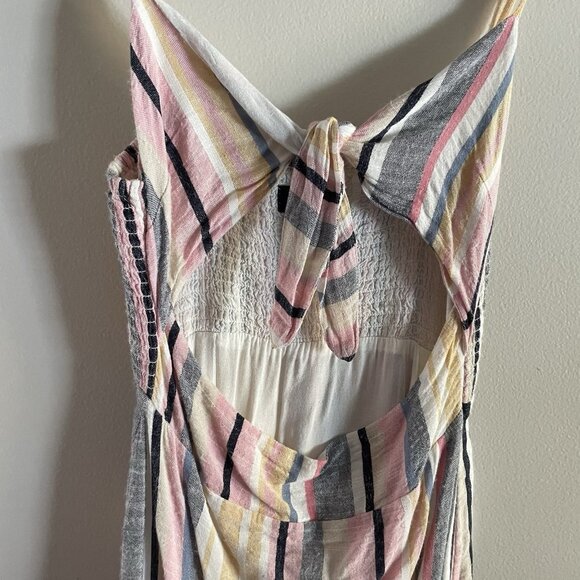 Majorelle Women S Multicolor Stripe Beach Cutout Tie Front Seashell Midi Dress - Picture 7 of 13